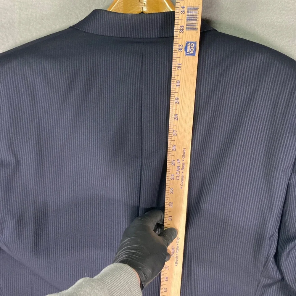 Lauren Ralph Lauren Mens 46L Navy Blue‎ Pinstripe 100% Wool Blazer Sport Coat - Picture 9 of 14